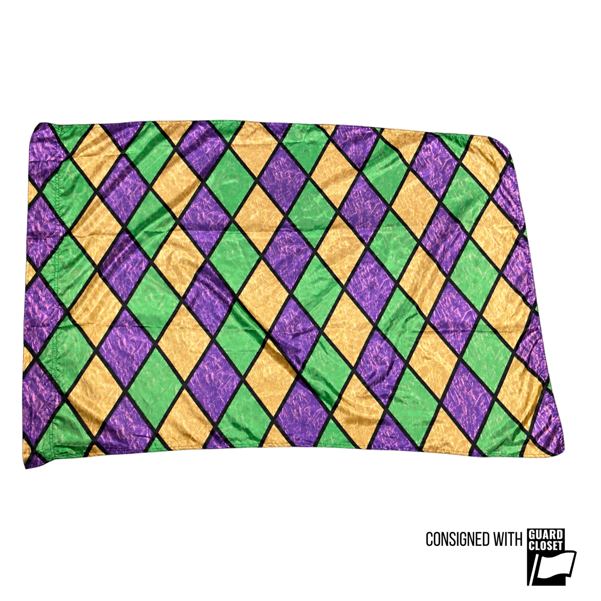 Purple Green Gold Diamond Stained Glass Flags | Field & Floor FX | Set of 26
