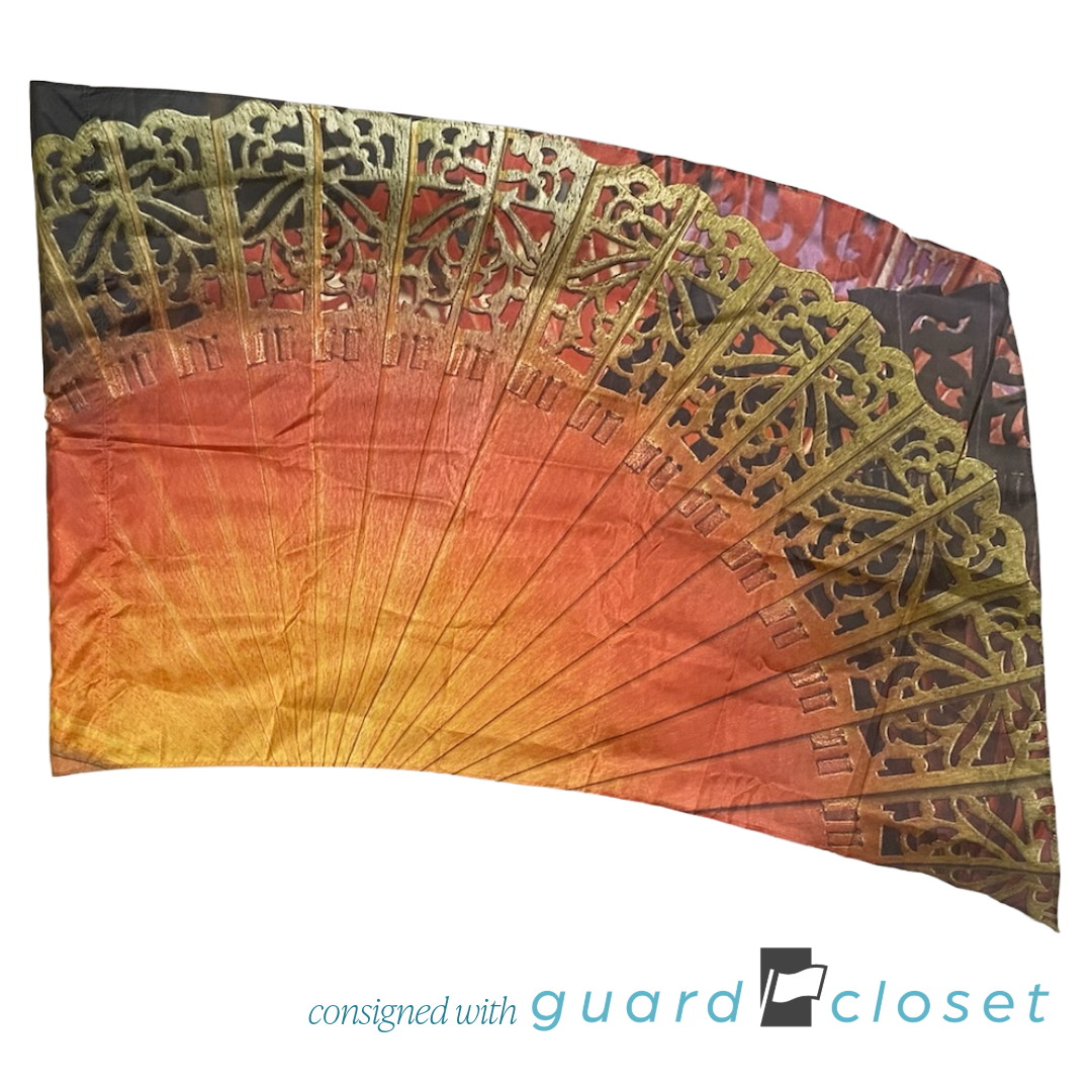 Gold Orange Folded Hand Fan Flags | guardcloset | Set of 17