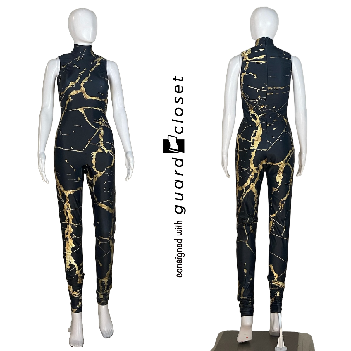 12 Black Gold Marble Motif Sleeveless Unitards by McCormicks