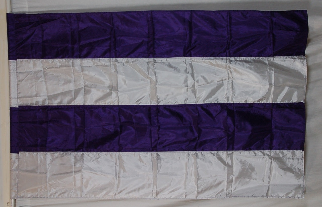 9 Purple Silver Horizontal Stripe Flags