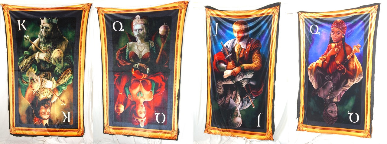 4 playing card tapestries