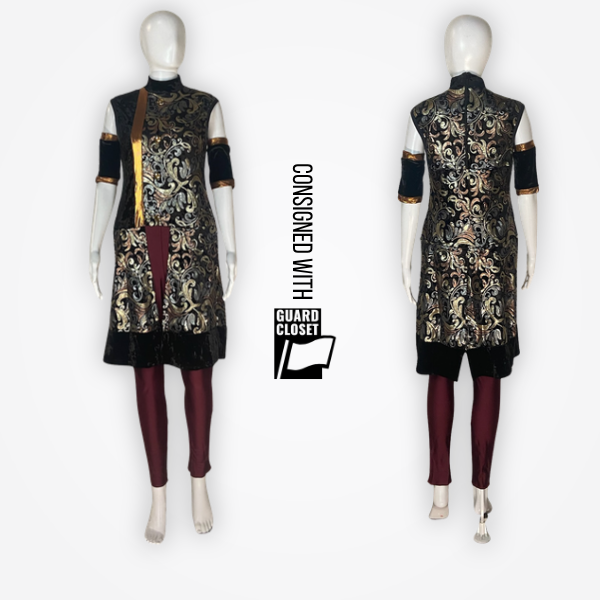 Maroon Black Gold Bib Pants Sleeveless Tunics and Cuffs | guardcloset | Set of 20