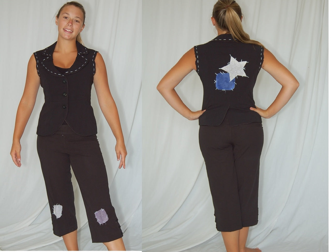 9 Black Scarecrow Uniforms: Vests & Pants