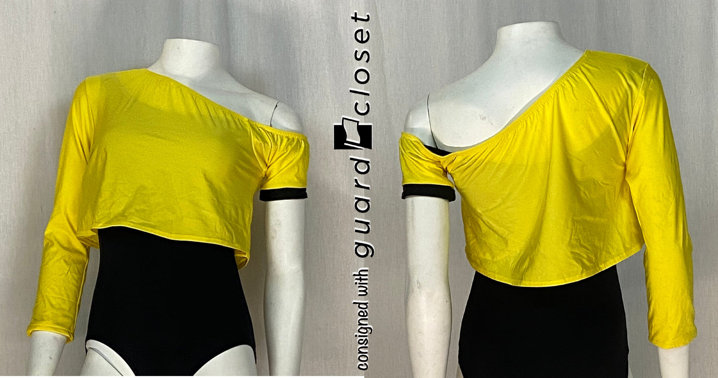 21 yellow asymmetrical one shoulder crop tops by Fred J. Miller