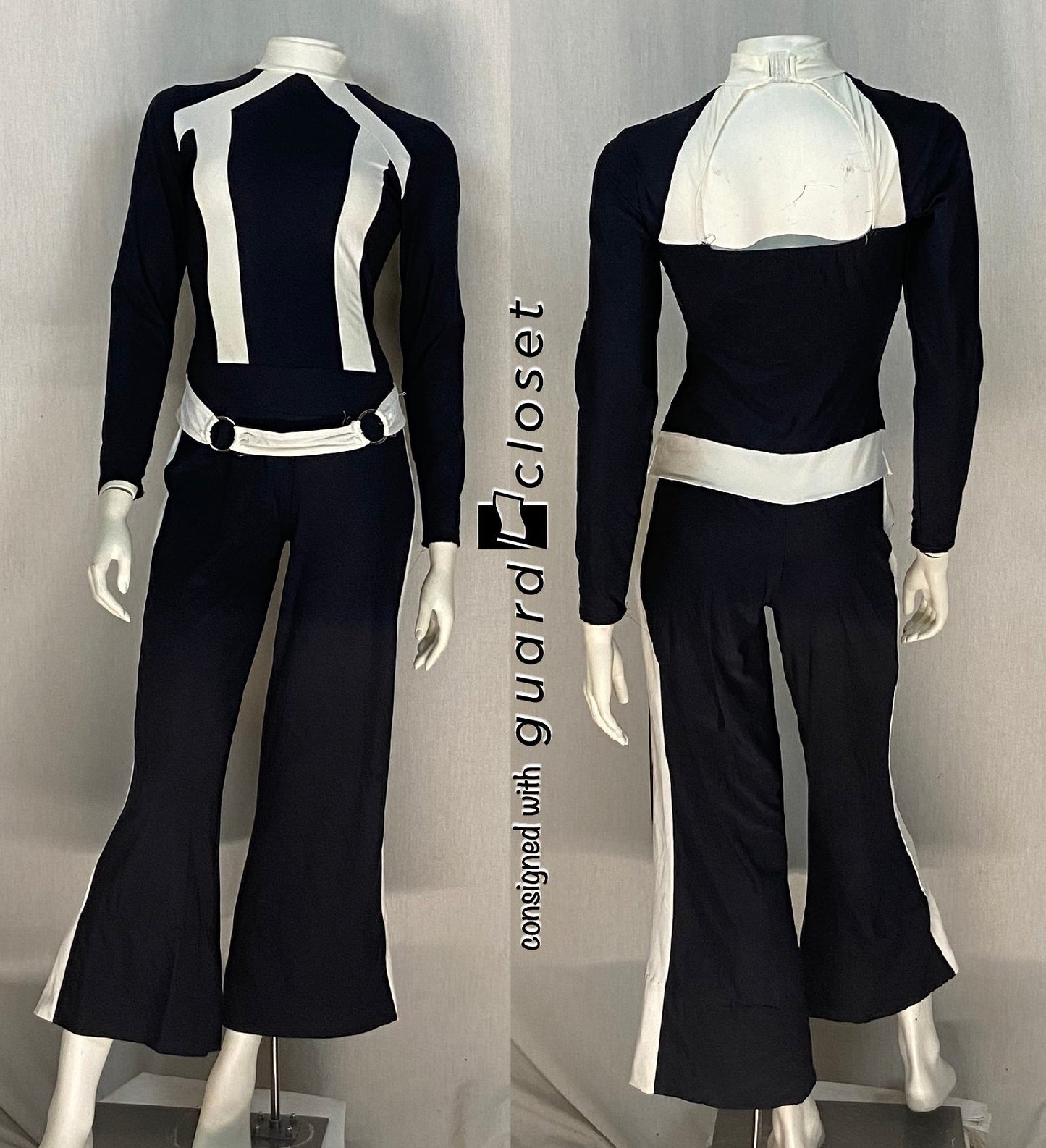 11 black white unitards w/attached belt by A Wish Come True