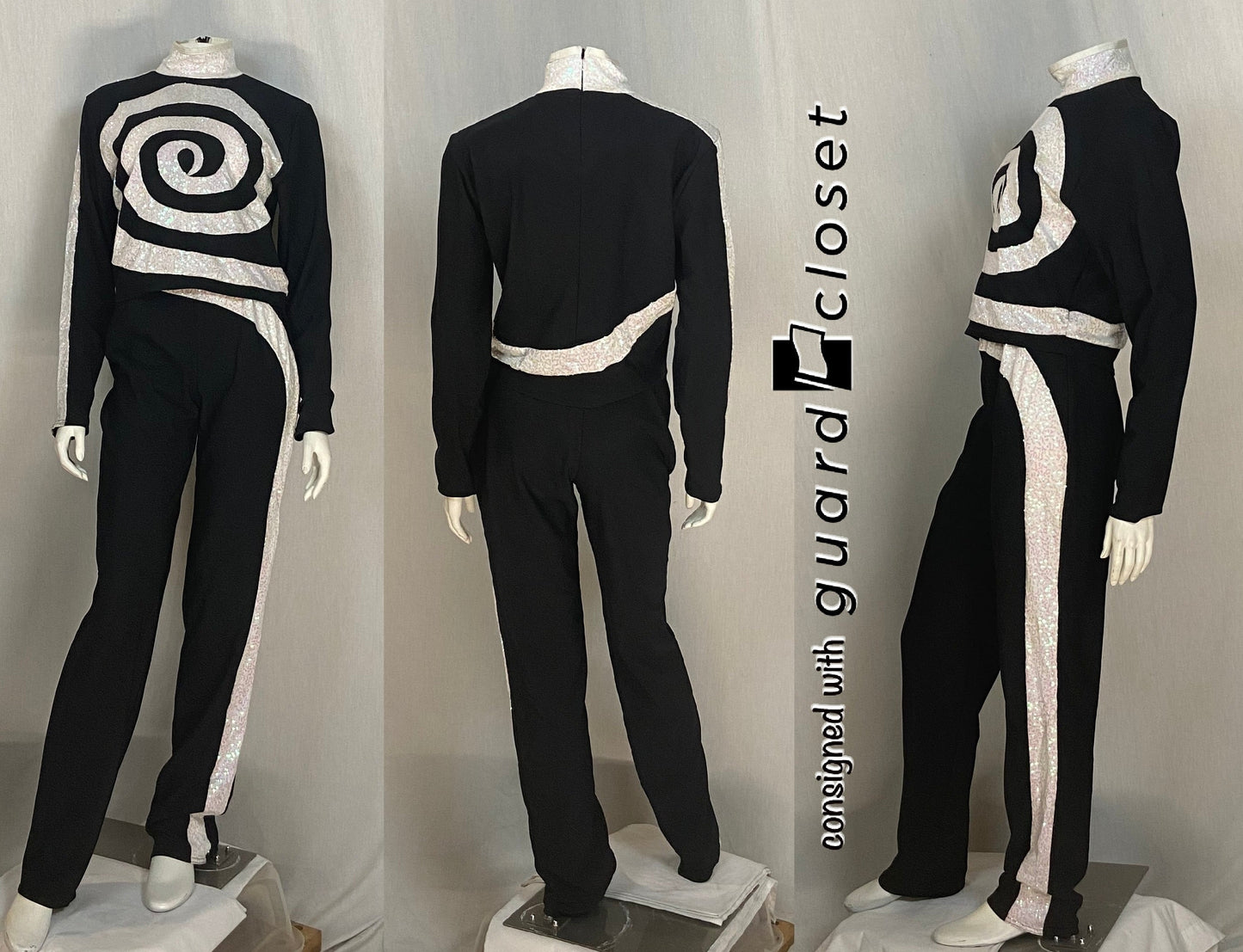32 black white Vortex tops & pants with suspenders by A Wish Come True