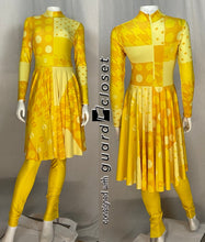 Load image into Gallery viewer, 16 multi color rainbow houndstooth and dot printed dresses with built in leggings by R&S Marching Arts