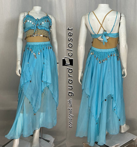 10 aqua chiffon skirts + 5 bra tops with bangle embellishments guardcloset