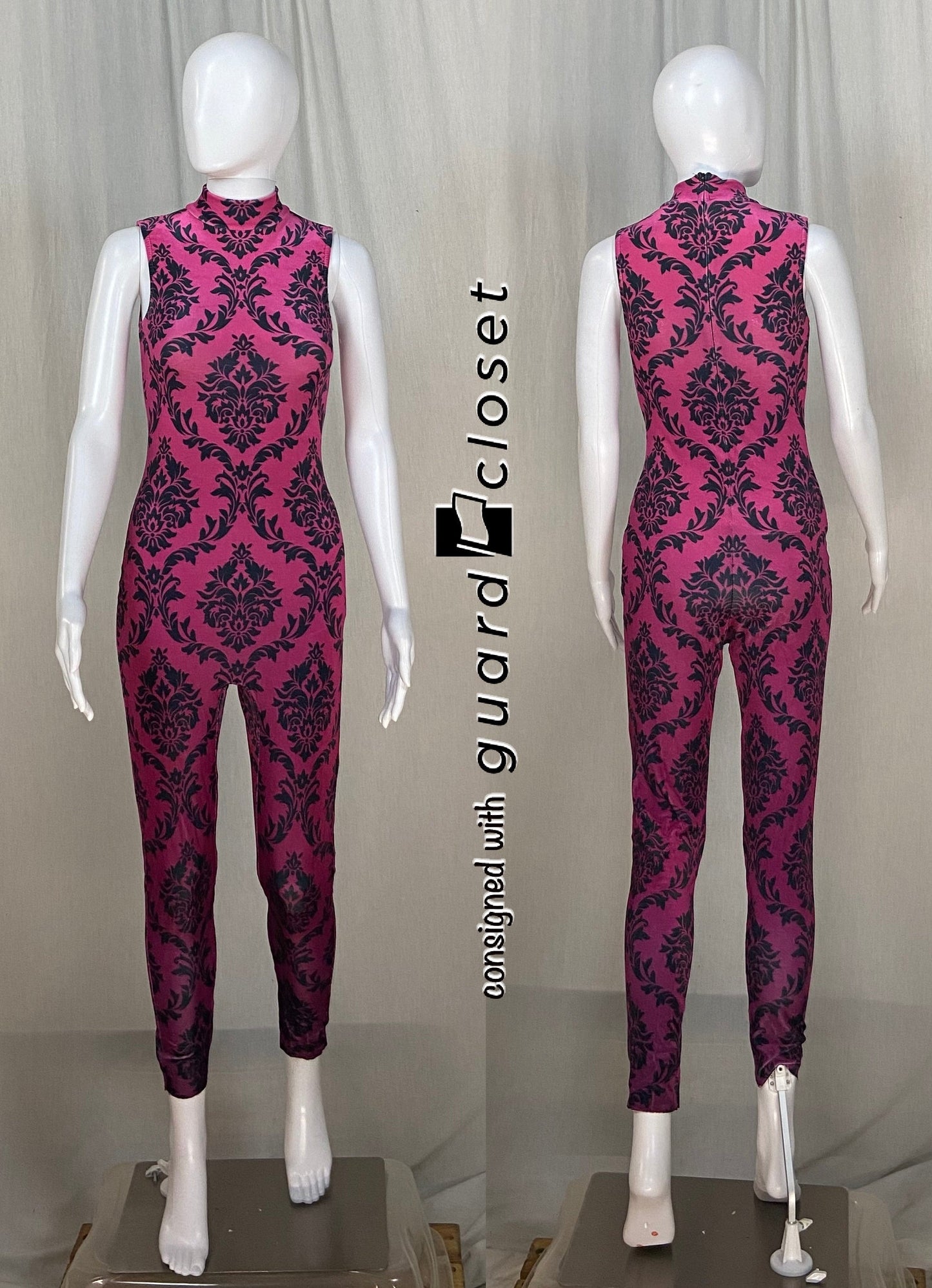 10 sleevless hot pink damask McCormick's unitards