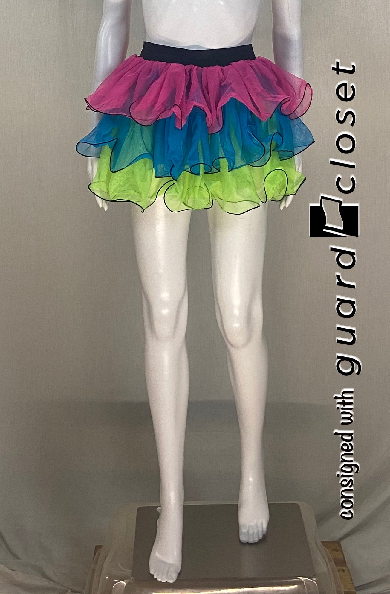 17 hot pink teal green ruffle Double Platinum Performance Wear skirts