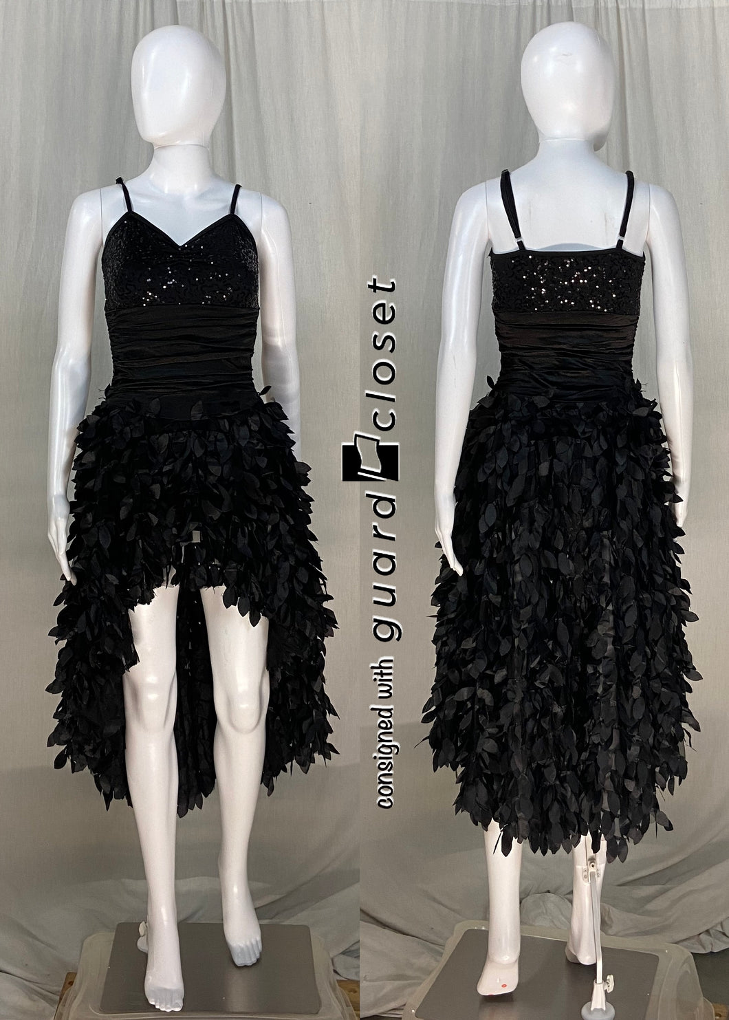 15 black feathered cut out dresses