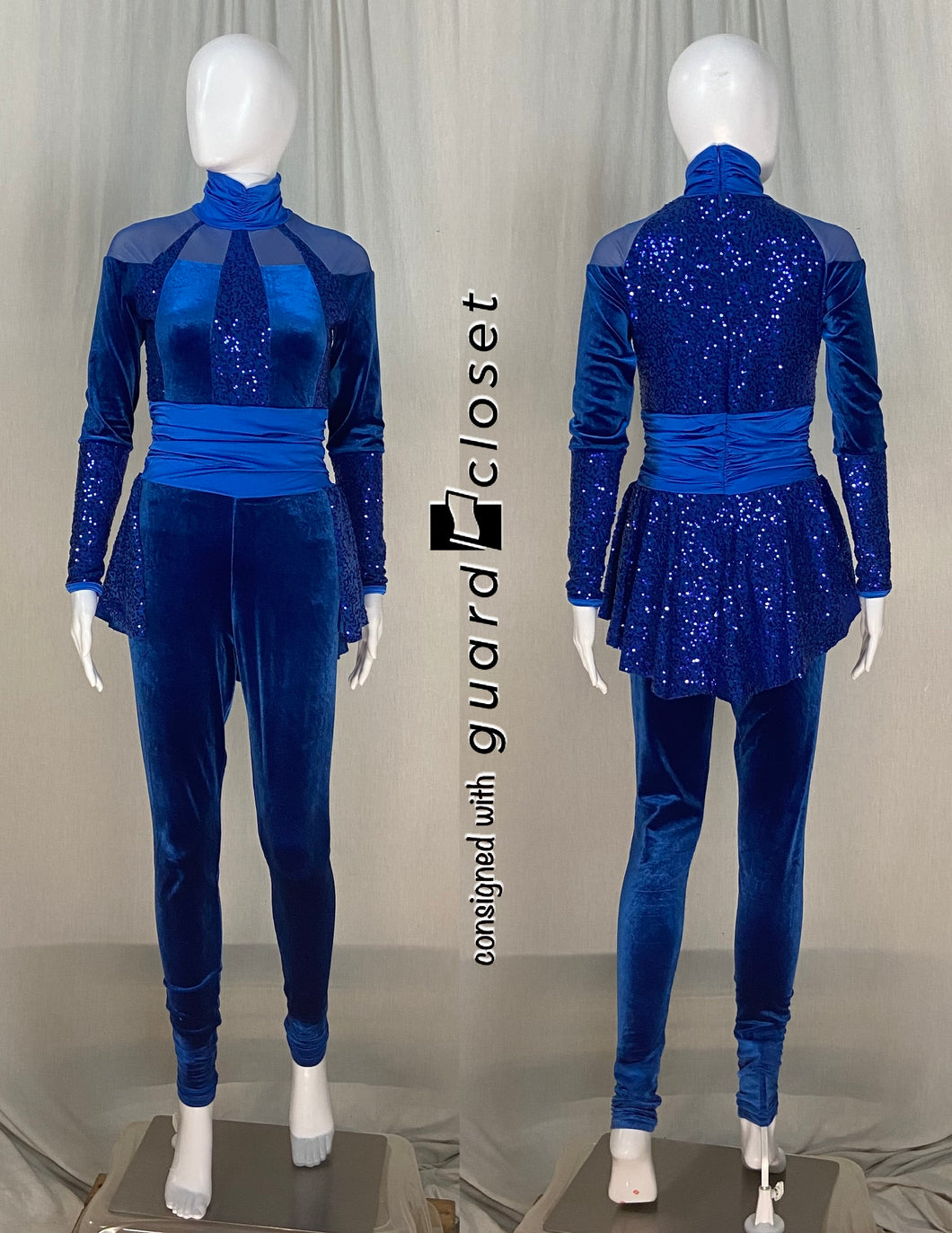 14 total royal blue long sleeve Showday Designs Divine unitards