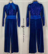Load image into Gallery viewer, 14 total royal blue long sleeve Showday Designs Divine unitards
