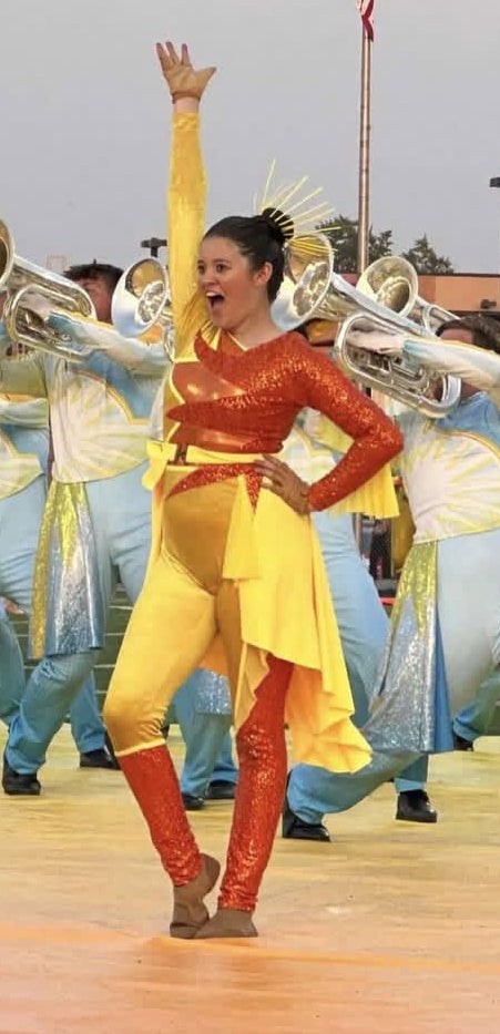 16 Orange Yellow Sun Fire Long Sleeve Unitards by Creative Costuming & Designs