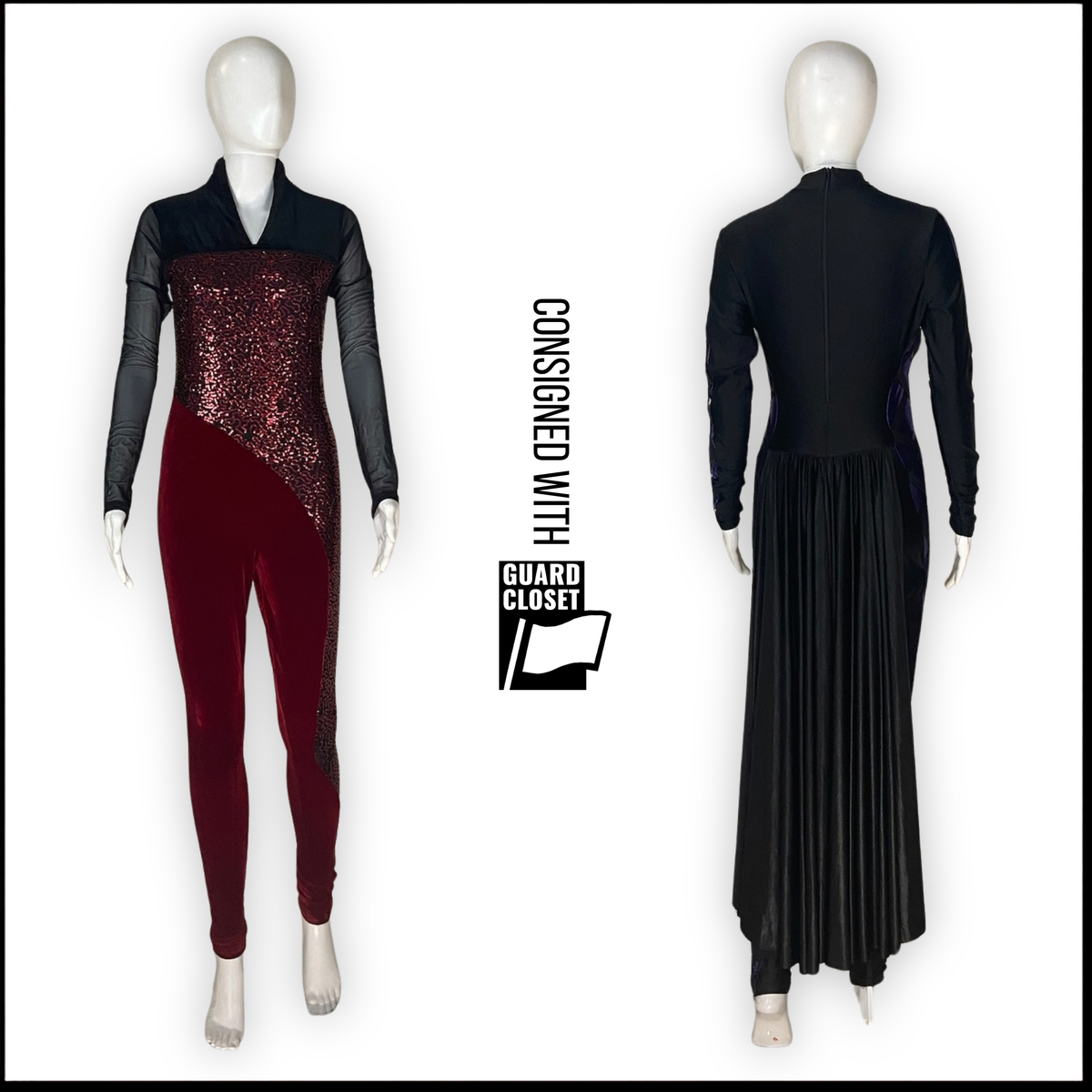 Red Black Long Sleeve Unitards | Band Shoppe | Set of 8