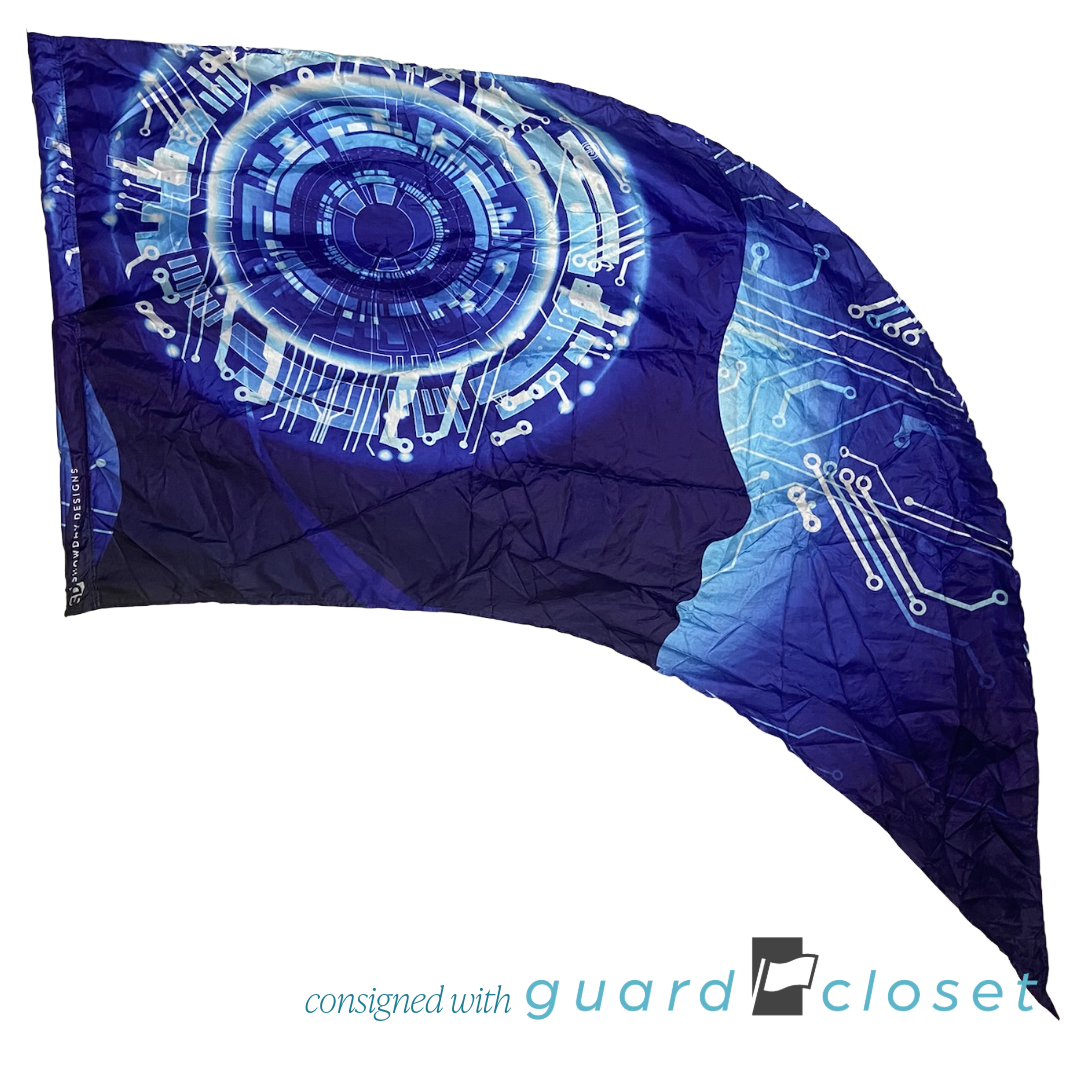 14 Shades of Blue AI Tech Robot Swing Flags by Showday