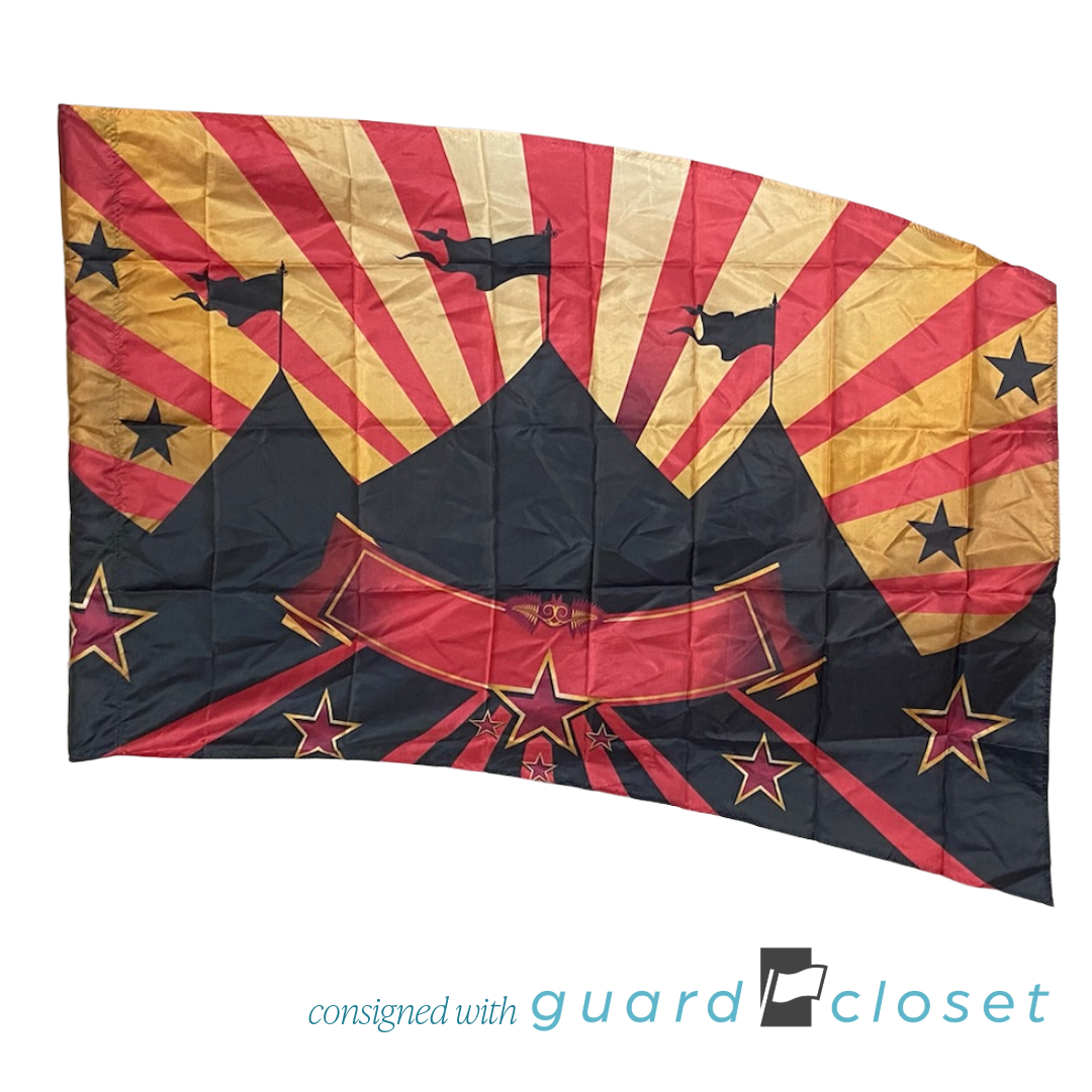 Red Black Tan Circus Tent Flags | A Wish Come True | Set of 9