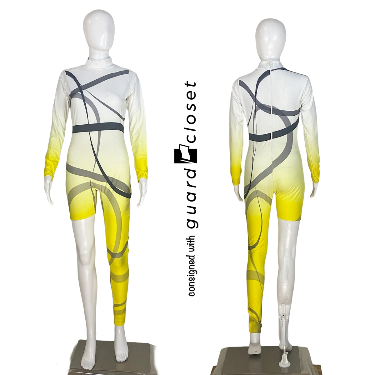 32 Black Yellow White Single Leg Unitards