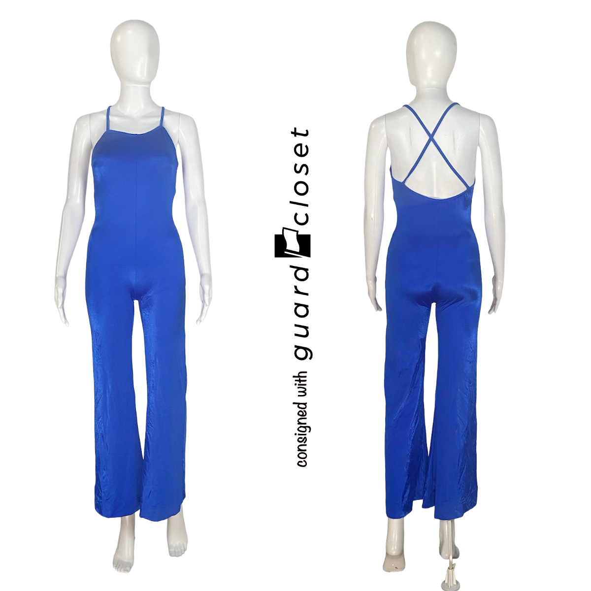 24 Royal Blue Tank Criss Cross Back Jumpsuits by Balera