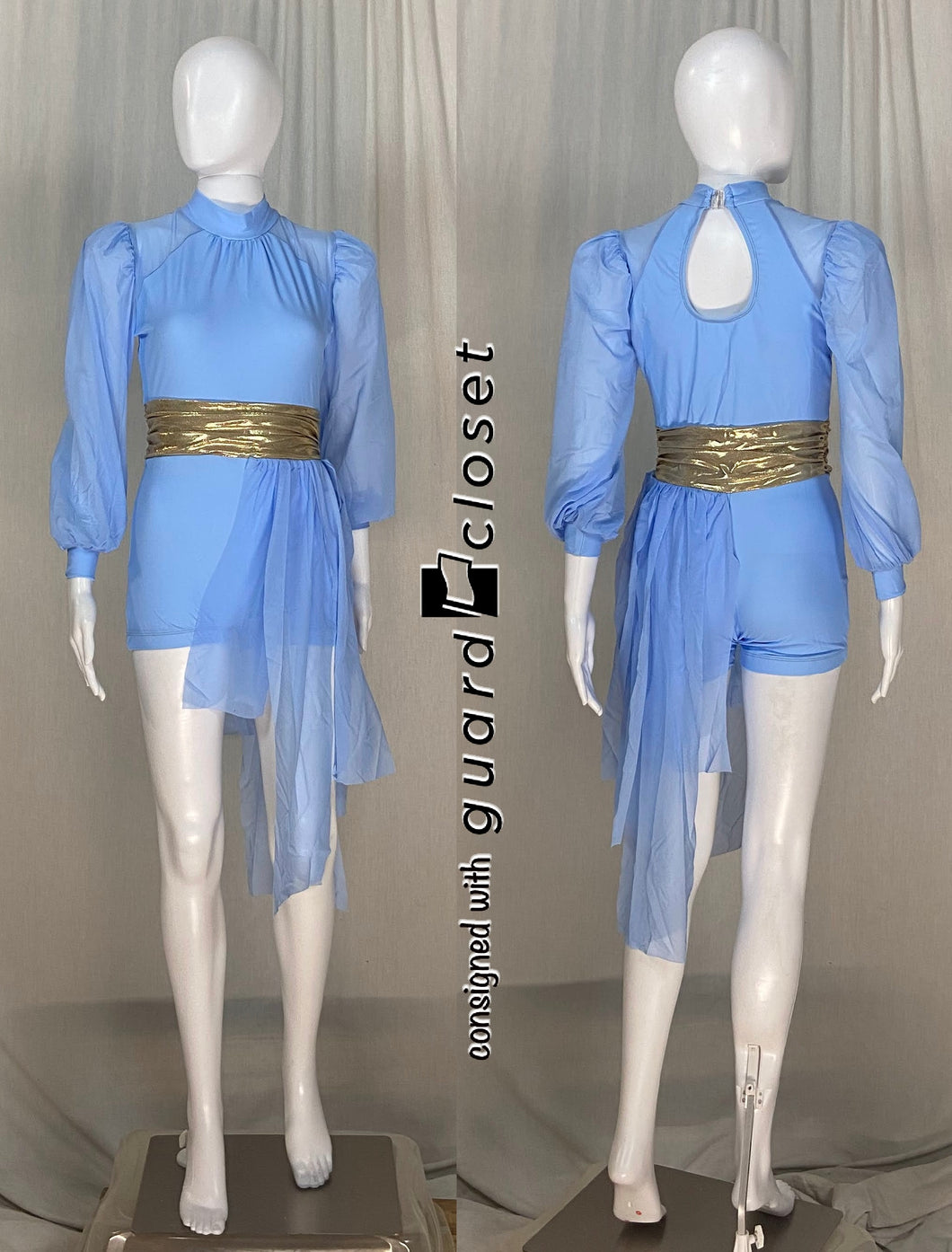 10 light blue gold long sleeve shortards + 2 long sleeve unitards Creative Costuming & Designs
