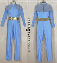 Load image into Gallery viewer, 10 light blue gold long sleeve shortards + 2 long sleeve unitards Creative Costuming &amp; Designs
