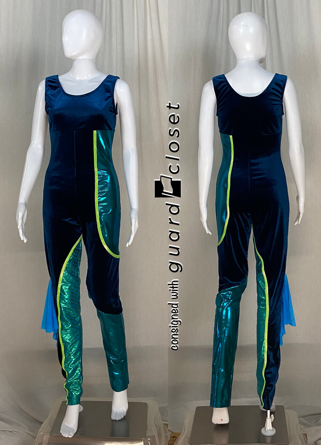 12 dark blue green ocean mermaid sleeveless unitards