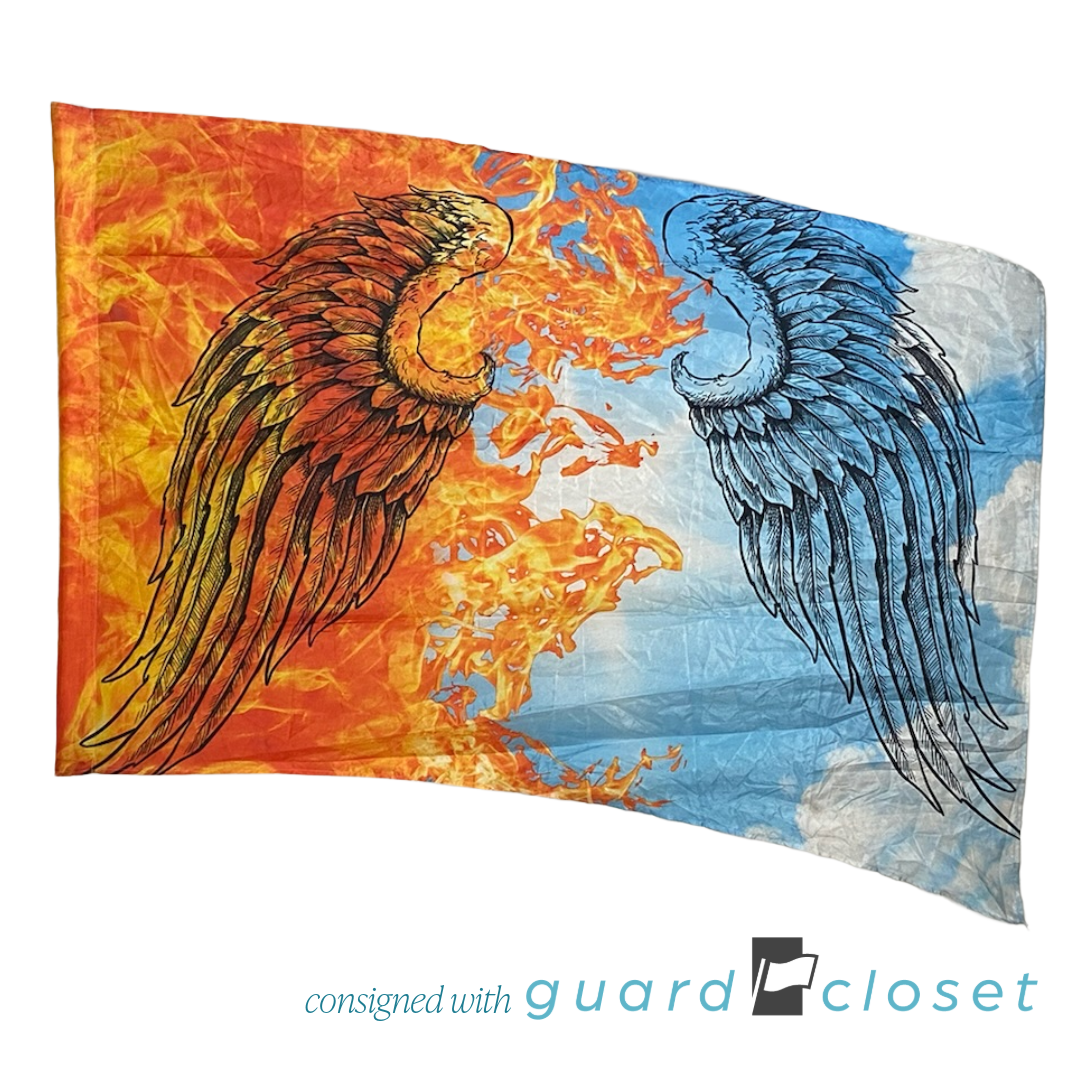6 Blue Orange Angel Phoenix Pegasus Fire Wing Flags