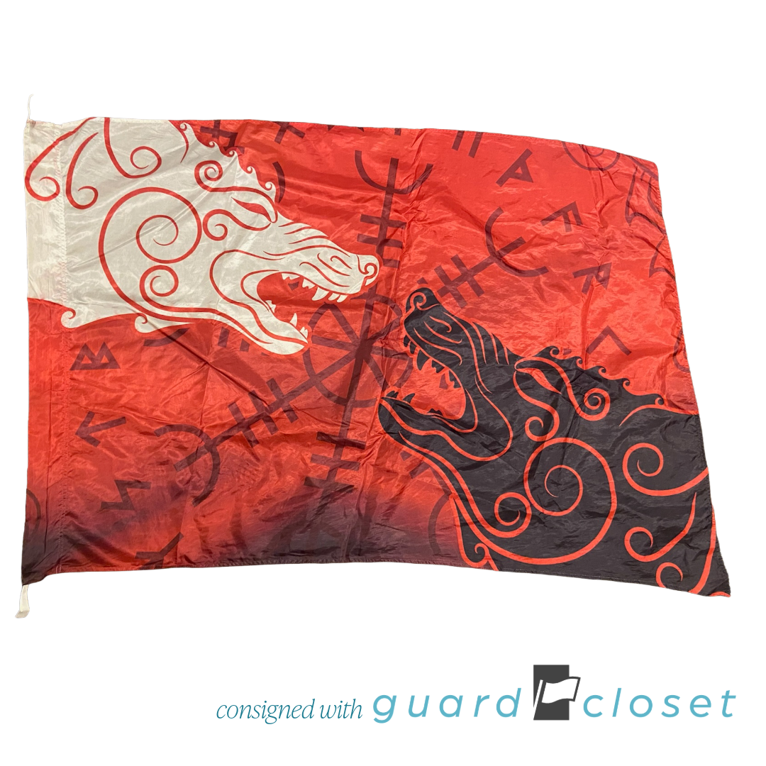 23 Red Black White Fighting Wolf Flags