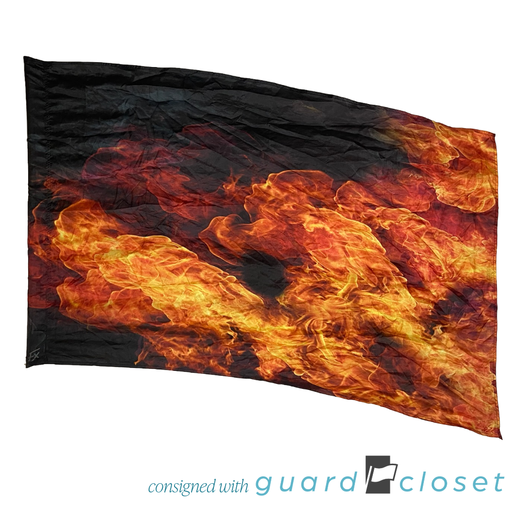 10 Orange Black Fire Flags by Field & Floor FX