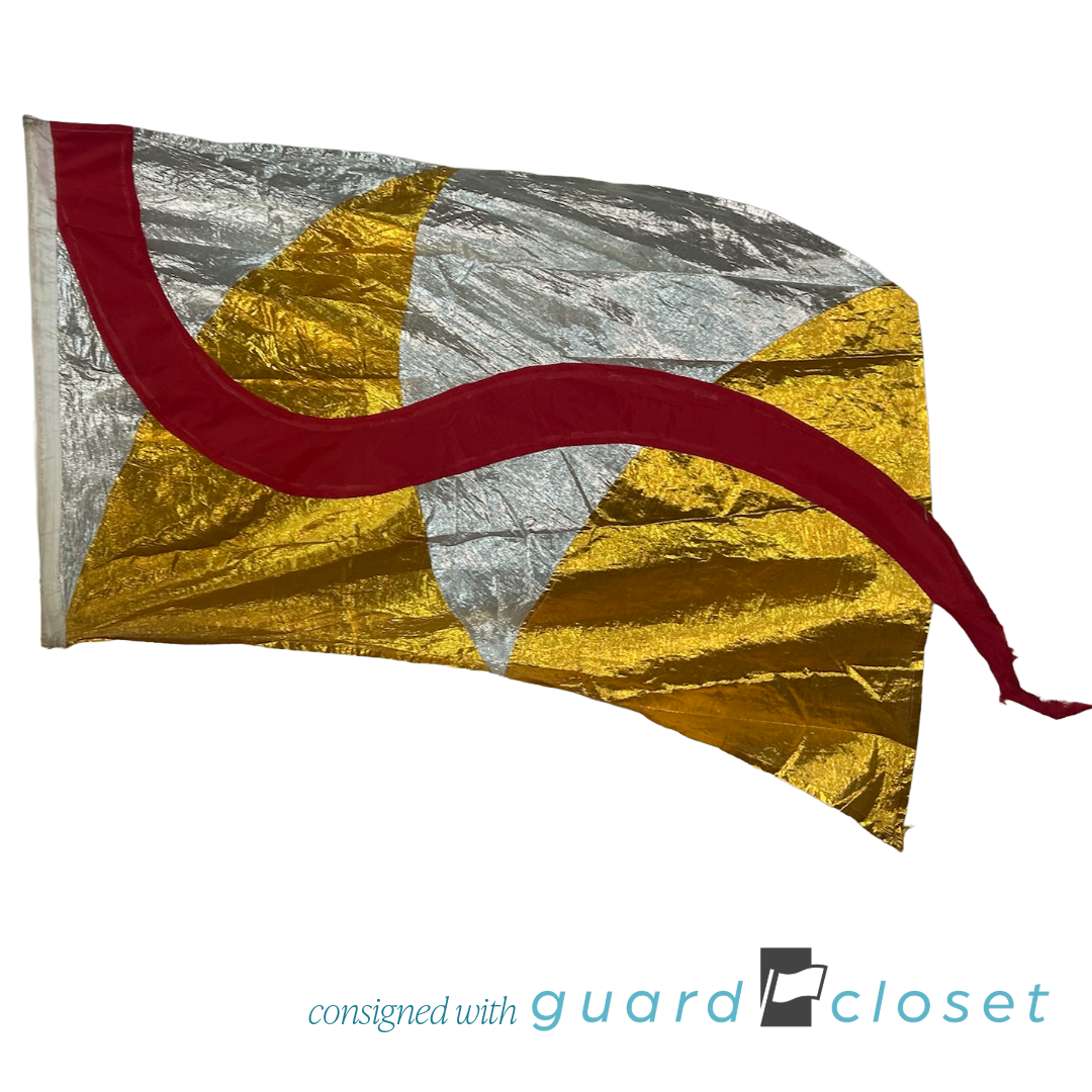 5 Gold Silver Flags with Red Band