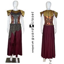 Load image into Gallery viewer, Burgundy Gold Grey Unitard w/ Skirted Back by Georgie Girl