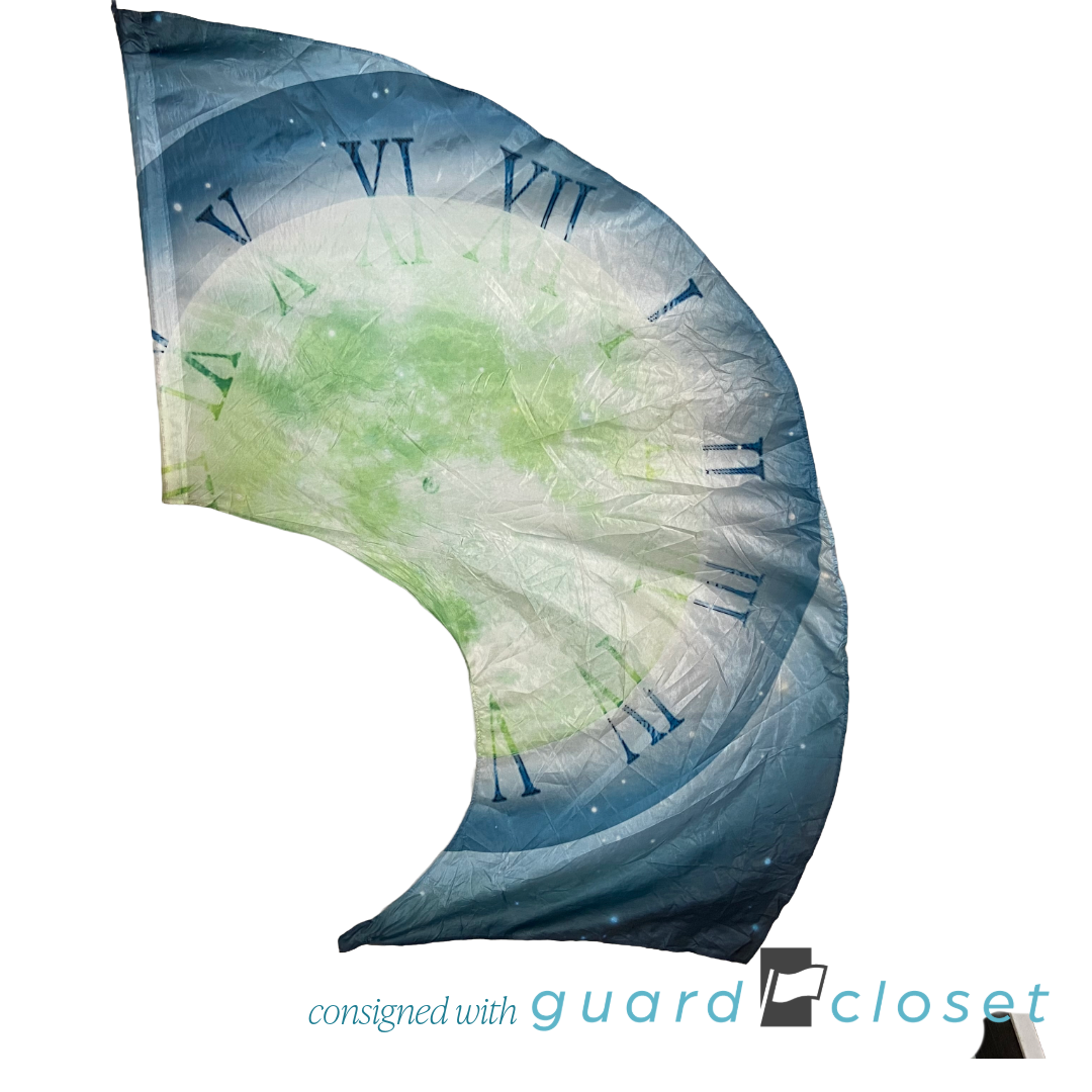 13 Blue Green Faded Clock Time Swing Flags