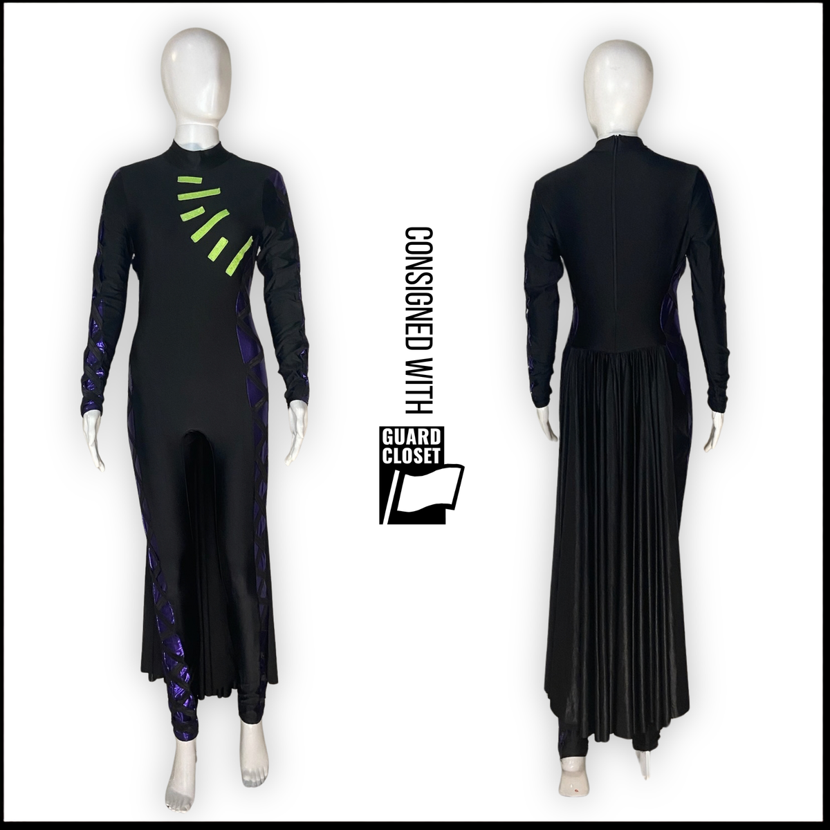 Black Green Purple Long Sleeve Skirted Unitards | Creative Costuming & Designs | Set of 6