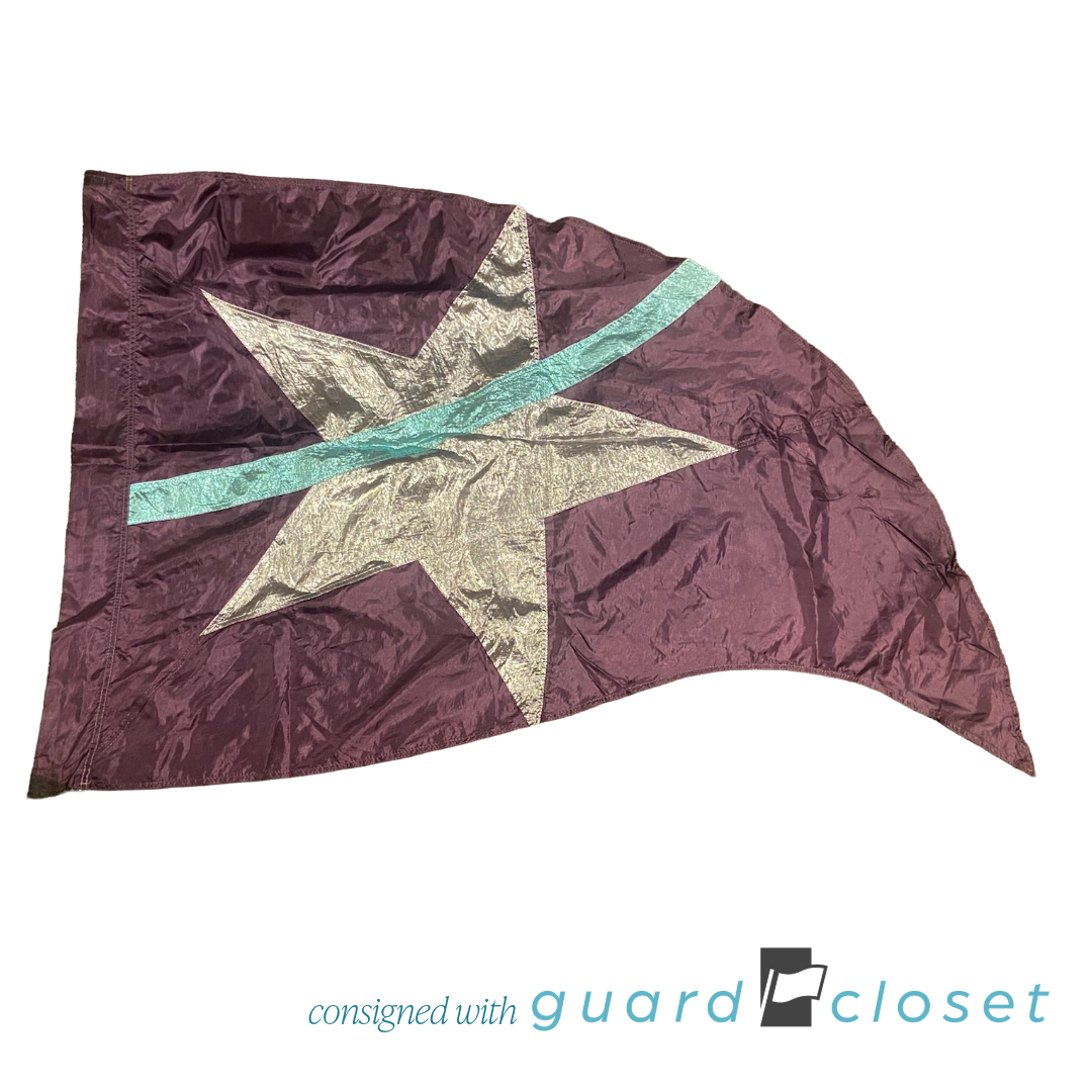 15 Purple With Silver Star and Aqua Band Flags by Band Shoppe