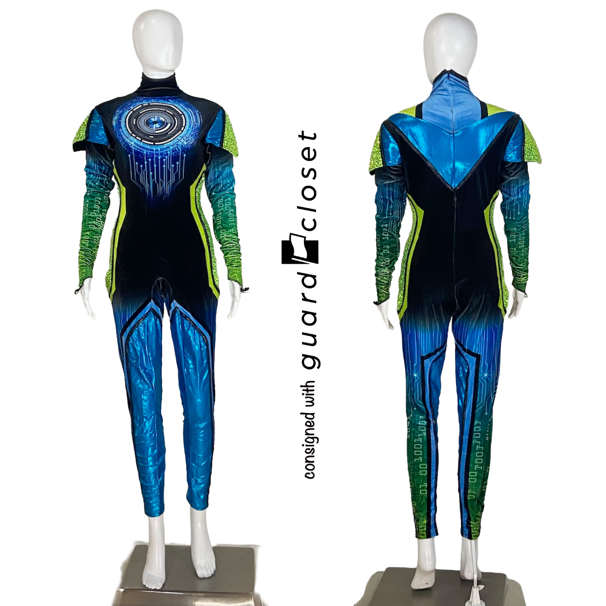 14 Blue Green Black AI Tech Robot Unitards by Showday