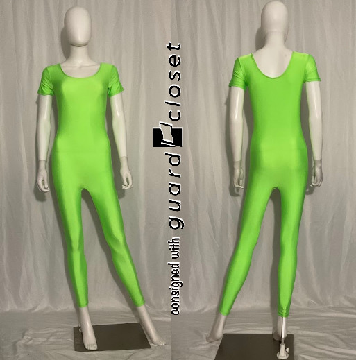 5 solid lime green short sleeve unitards