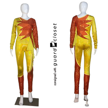 Load image into Gallery viewer, 16 Orange Yellow Sun Fire Long Sleeve Unitards by Creative Costuming & Designs