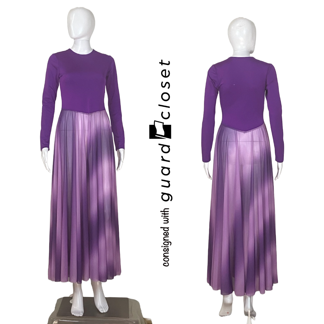 12 Long Sleeve Violet Dresses w/ Sheer Ombre Skirt by Band Shoppe