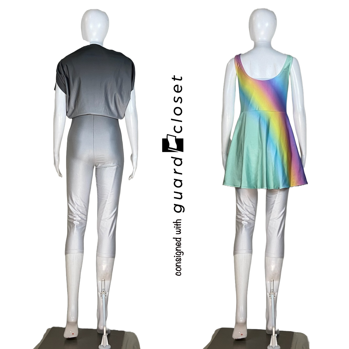 17 Grayscale to Rainbow Sleeveless Convertible Reveal Capri Unitards