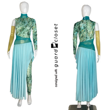 Load image into Gallery viewer, 11 Green Gold Marble Skirted Unitards + 1 Top/Pants by A Wish Come True