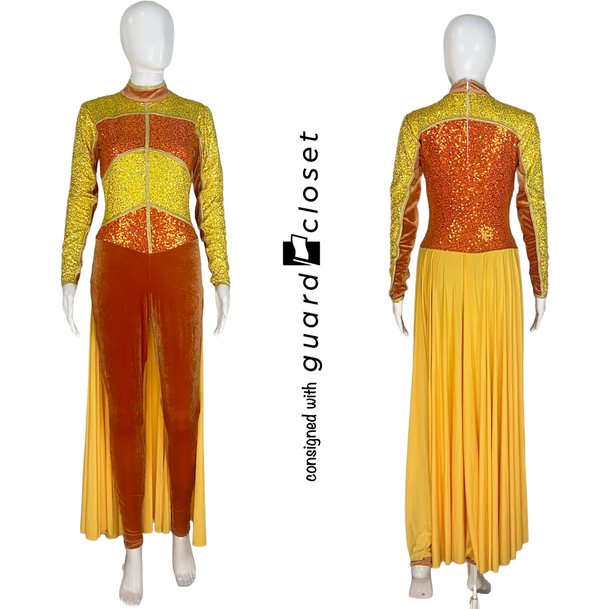 16 Yellow Orange Long Sleeve Skirted Unitards by A Wish Come True
