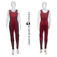 Load image into Gallery viewer, 28 Red Black Bib Unitard & Zip Up Jackets by Creative Costuming & Designs