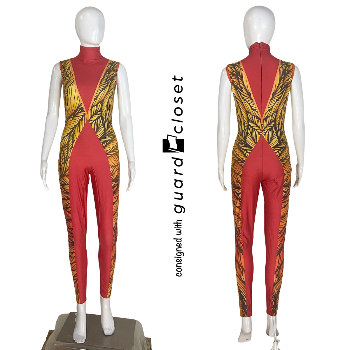 8 Red Orange Sleeveless Unitards by Showday