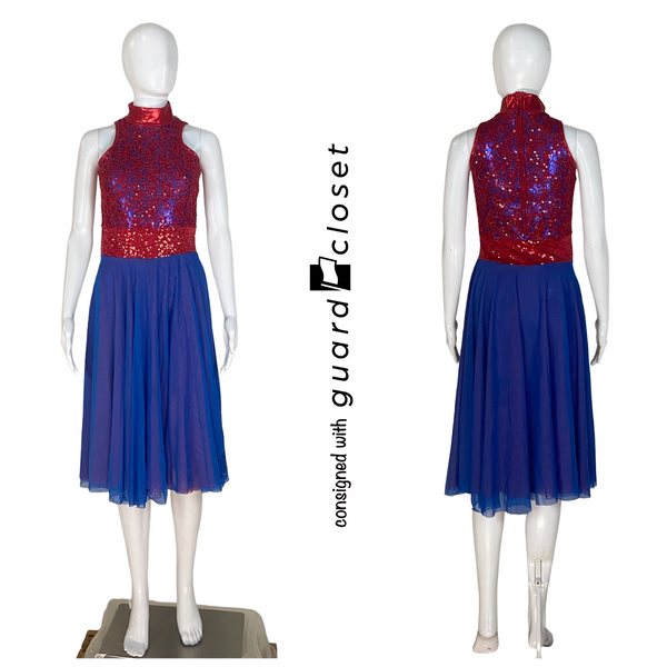 18 Royal Blue and Red Sleeveless Dresses with Built in Shorts