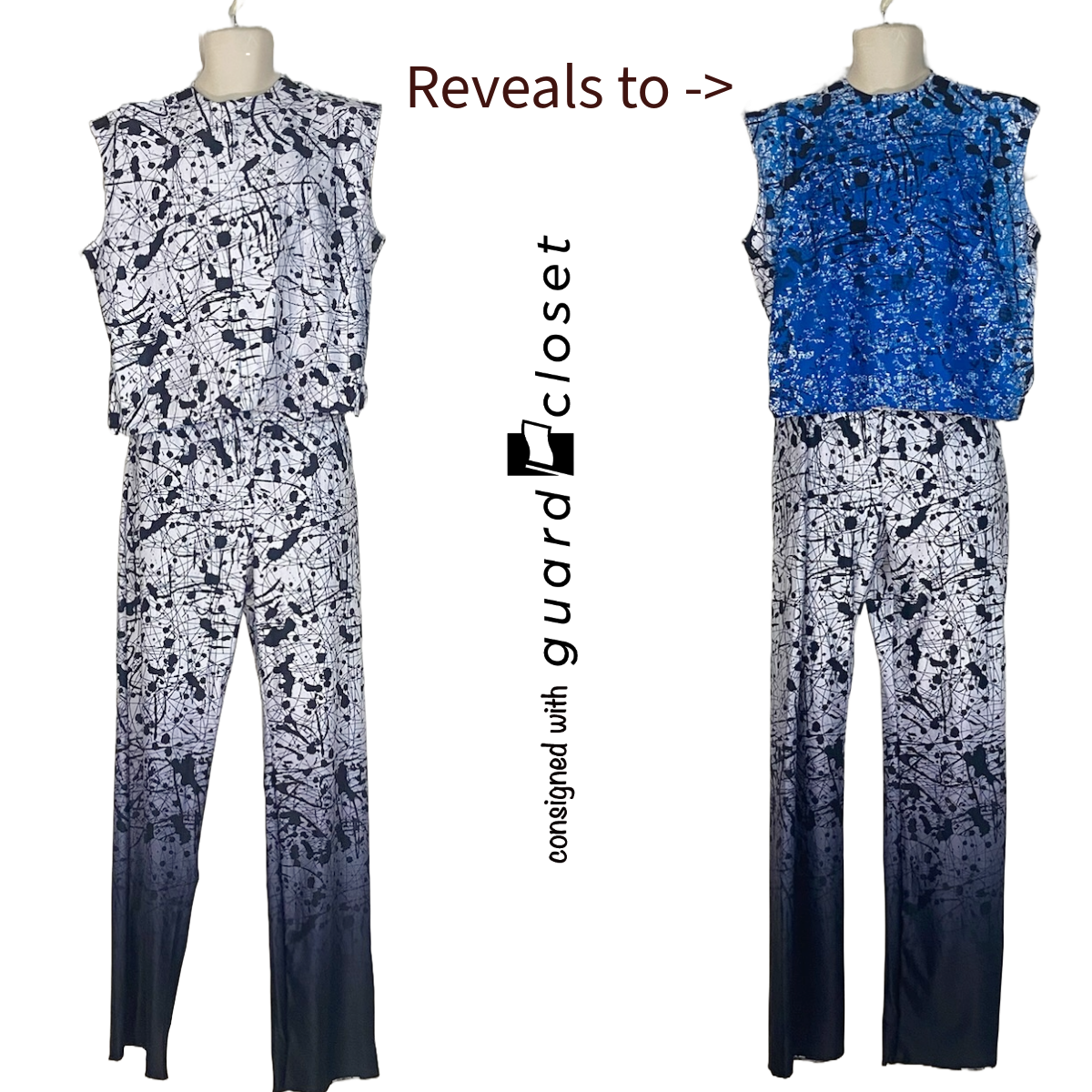 11 Multi Color Black White Artist Paint Splatter Convertible Reveal Dresses and Pants and Top by StylePlus