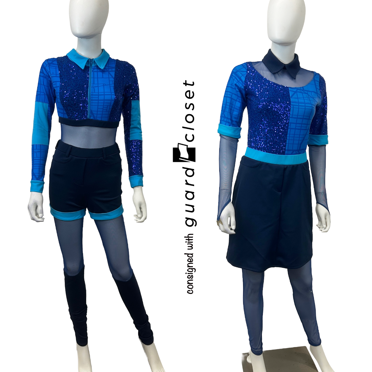 14 Blue Multi-styled Unitards by Dance Sophisticates