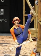 Load image into Gallery viewer, 13 Blue Orange Overall Unitards by Creative Costuming & Designs