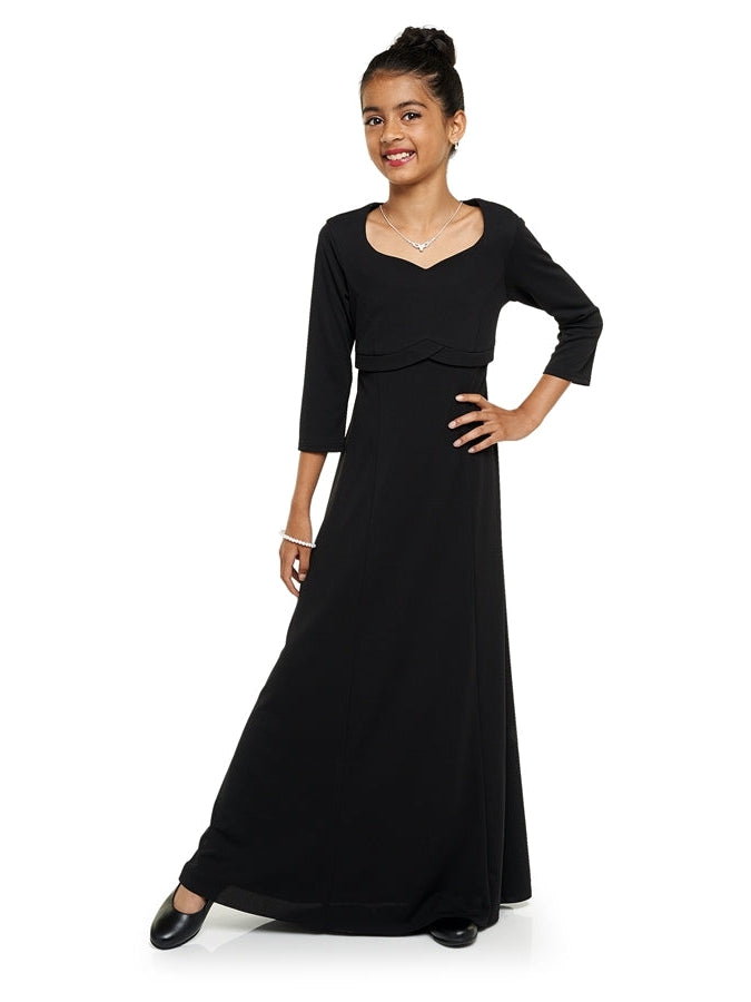 CHARLOTTE (Style #128Y) - Heart Shaped Neck, 3/4 Sleeve Dress - Youth - guardcloset Black / Youth 10 CHARLOTTE (Style #128Y) - Heart Shaped Neck, 3/4 Sleeve Dress - Youth - guardcloset Black / Youth 10