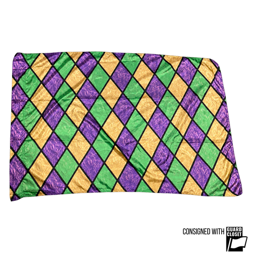 Purple Green Gold Diamond Stained Glass Flags | Field & Floor FX | Set of 26