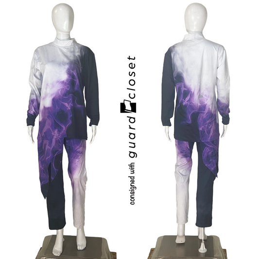 30 Purple Black Smoke Drape Tops and Drawstring Pants by Prop Vinyls